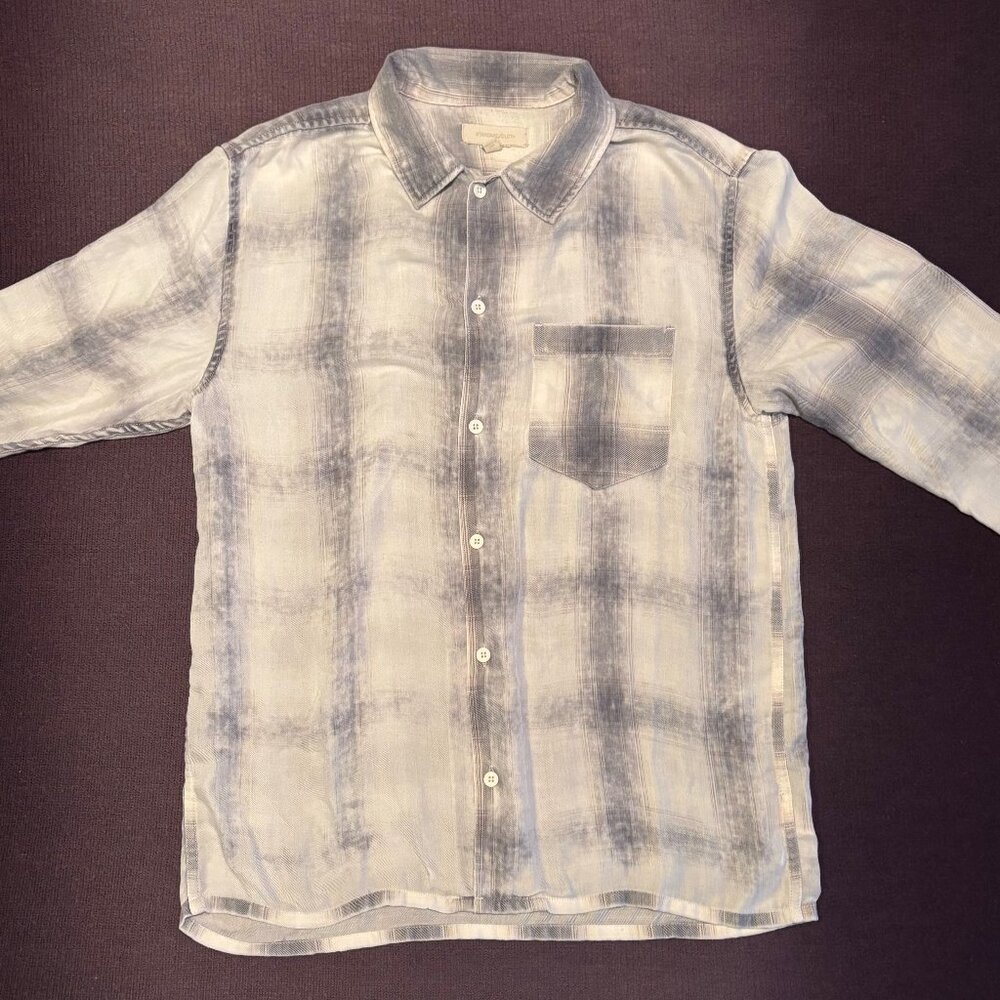 Gray & White Plaid Lightweight Button Up Shirt